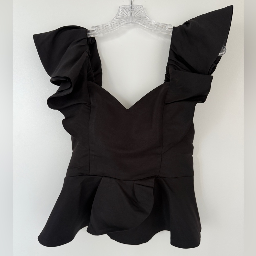 Express Black Ruffled Sleeveless Top